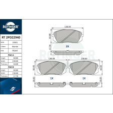 Rotinger fékbetétkészlet, tárcsafék ROTINGER RT 2PD22940 autóalkatrész