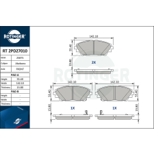 Rotinger fékbetétkészlet, tárcsafék ROTINGER RT 2PD27010 autóalkatrész