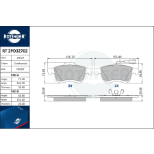 Rotinger fékbetétkészlet, tárcsafék ROTINGER RT 2PD32702 autóalkatrész