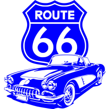  Route 66 autos matrica 46cm x 40cm kék autó dekoráció