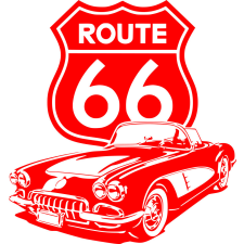  Route 66 autos matrica 46cm x 40cm piros autó dekoráció