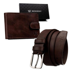  ROVICKY FÉRFI ŐV 33 mm -125 CM + FÉRFI PÉNZTÁRCA R-N003L-110-PU04 BRO – BARNA –