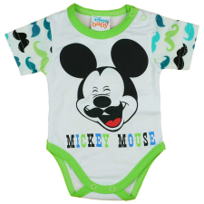 Rövid ujjú baba body bajszos Mickey egér mintával zöld kombidressz, body
