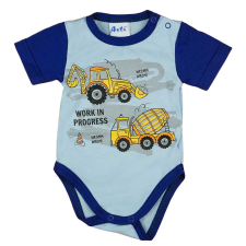  Rövid ujjú baba body munkagépes mintával kék kombidressz, body