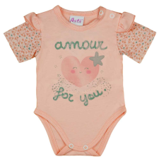  Rövid ujjú baba body szívecskés mintával kombidressz, body
