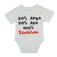 Rövid ujjú feliratos baba body kombidressz, body