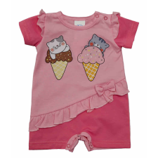  Rövid ujjú kislány baba napozó Cicás mintával kombidressz, body