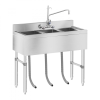 ROYAL CATERING Inox ipari mosogató asztal 100x50x97 cm 3 medencével nagykonyhai rozsdamentes bútor