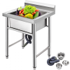 ROYAL CATERING Inox ipari mosogató asztal 93x61x60 cm 1 mosogatómedencével nagykonyhai rozsdamentes bútor