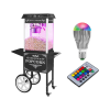 ROYAL CATERING Popcorn készítő gép, kocsival és LED világítással- Retro-Design - fekete