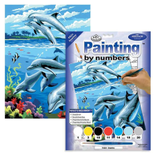Royal & Langnickel Számozott kifestő készlet, akrilfesték+ecset, 22x30 cm - Delfinek akrilfesték