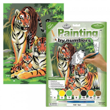 Royal & Langnickel Számozott kifestő készlet, akrilfesték+ecset, 22x30 cm - Tigrisek akrilfesték