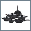  Royalty Line – 10 Részes Indukciós Edénykészlet Márvány Bevonattal szilikon fogantyúval, fekete RL-T10BLK
