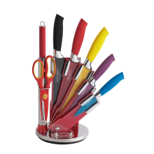 Royalty Line 8 Pieces RainbowCeramic Knife Set with Rotating Holder Stand kés és bárd