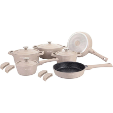 Royalty Line Premium RL-OS1014 Edénykészlet, 14 cm, Öntöttvas, Márvány Bevonat, Indukciós, Bézs edény