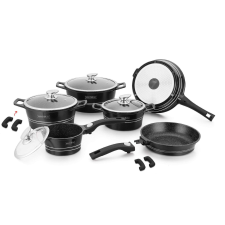 Royalty Line Royalty Line RL-ES2014M: 14 Pieces Marble Coating Cookware Set Black edény