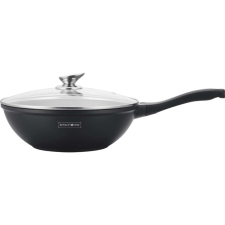 Royalty Line wok 30 cm, márvány kivitel, indukciós, fekete, üvegfedő edény