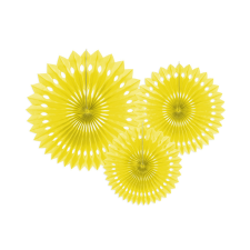  Rozetta papír dekoráció sárga 20-30cm (3 db) party kellék