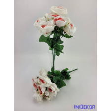  Rózsa 10v selyemvirág csokor 40 cm - Fehér-Rózsaszín dekoráció