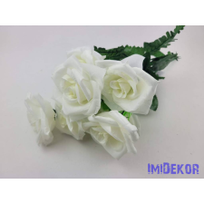  Rózsa 7 ágú selyem csokor 40 cm - Törtfehér dekorációs kellék
