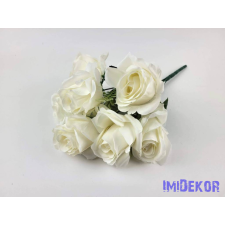  Rózsa 7 ágú selyemvirág csokor 40 cm - Fehér dekoráció