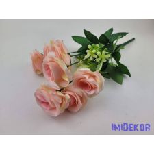  Rózsa 7 ágú selyemvirág csokor 42cm - Halvány Rózsaszín dekorációs kellék