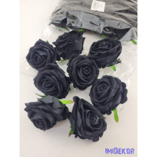  Rózsa bársonyos fej 7cm - Fekete dekorációs kellék