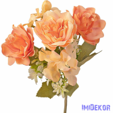  Rózsa-Hortenzia 5 ágú selyem csokor 30cm - Barack dekorációs kellék