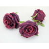  Rózsa minőségi selyemvirág fej 6 cm - Bíbor