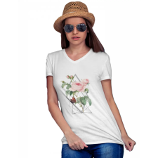  Rózsa mintás - Női V Nyakú Póló női póló
