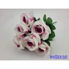  Rózsa nyílott 10v selyem csokor 42 cm - Fehér-Világos Lila dekoráció