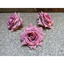  Rózsa nyílott selyemvirág fej 8 cm - Világos Lila dekorációs kellék