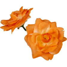  Rózsa nyílott selyemvirág fej nyílt rózsafej 10 cm - Sötét Fehér-Narancs dekoráció