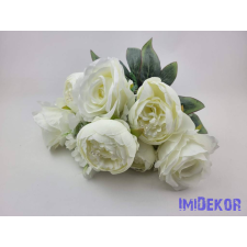  Rózsa-peónia 9 ágú selyemvirág csokor 47cm - Krém dekorációs kellék