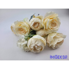  Rózsa-peónia 9 ágú selyemvirág csokor 47cm - Vaj dekorációs kellék