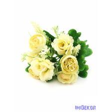  Rózsa ranunculus vegyes selyem csokor 32 cm - Krém dekoráció