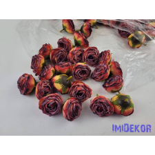  Rózsa szárazhatású selyem fej 4,5cm - Pirosas Narancs dekorációs kellék