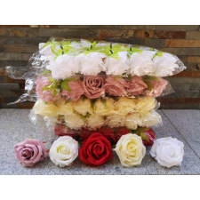  Rózsa szép nyílott selyemvirág fej rózsafej 7 cm - Piros dekorációs kellék