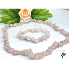  Rózsakvarc ásványi ékszer szett - nyaklánc, karkötő - púder színű nyaklánc