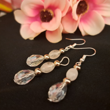  Rózsakvarc és kristály szett. /767/ ékszer szett