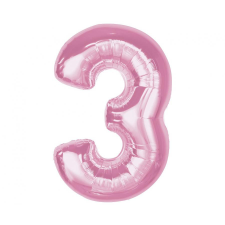 Rózsaszín 3-as Light Pink szám fólia lufi 92 cm party kellék