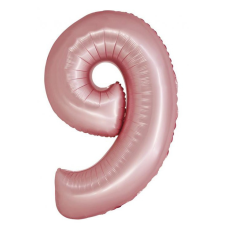 Rózsaszín 9-es Light Pink Mat szám fólia lufi 76 cm party kellék