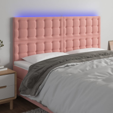 rózsaszín bársony LED-es fejtámla 160x5x118/128 cm ágy és ágykellék