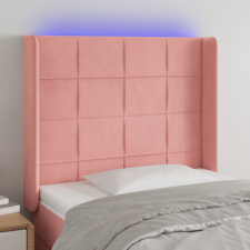 rózsaszín bársony LED-es fejtámla 83x16x118/128 cm ágy és ágykellék