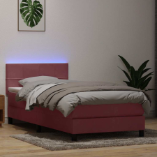  rózsaszín bársony rugós és LED-es ágy matraccal 90x210 cm ágy és ágykellék