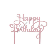 Rózsaszín Happy Birthday felirat tortadísz sziluett sütés és főzés