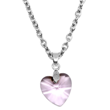  Rózsaszín kristály szív medál ezüst színű lánccal nyaklánc