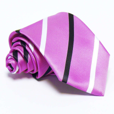  Rózsaszín nyakkendő - Fehér-sötétkék csíkos nyakkendő