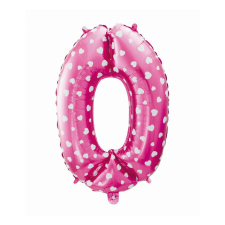 Rózsaszín Pink with Hearts 0-ás szám fólia lufi 61 cm party kellék