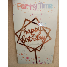  Rózsaszín,rose gold Happy Birthday négyzetben sziluett, tortadísz sütés és főzés